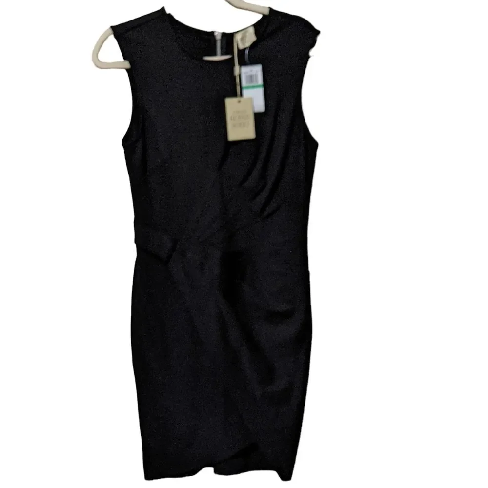 NWT Torn by Ronny Kobo NYC black stretch wrap detail sleeveless mini dress Large